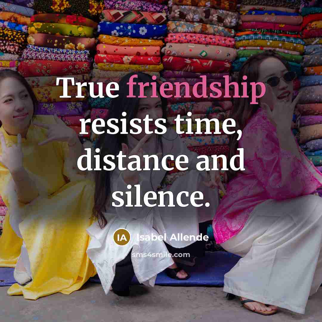 “True friendship resists time, distance and silence.…” quote by Isabel Allende