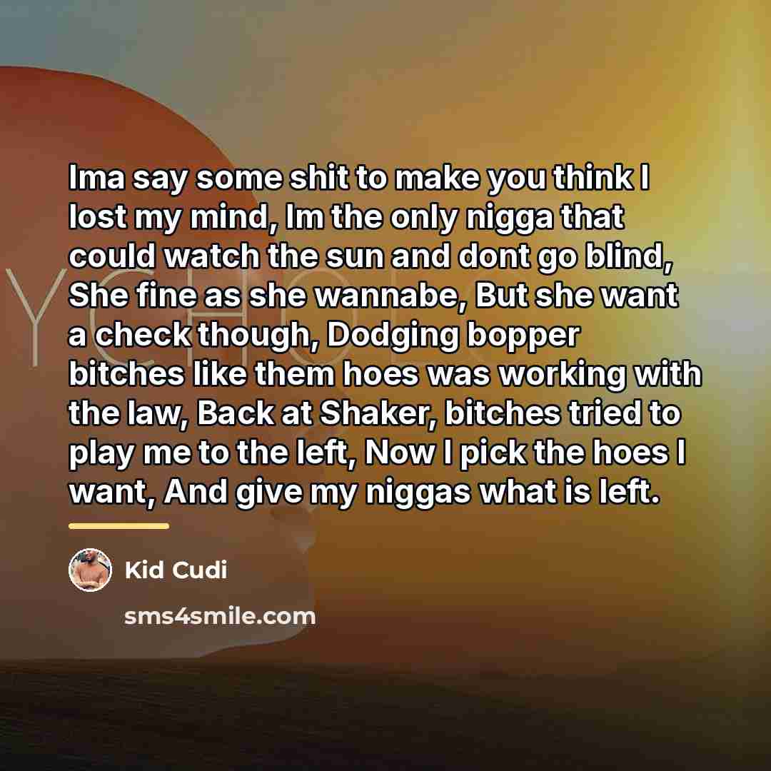 “Ima say some shit to make you think I lost…” quote by Kid Cudi