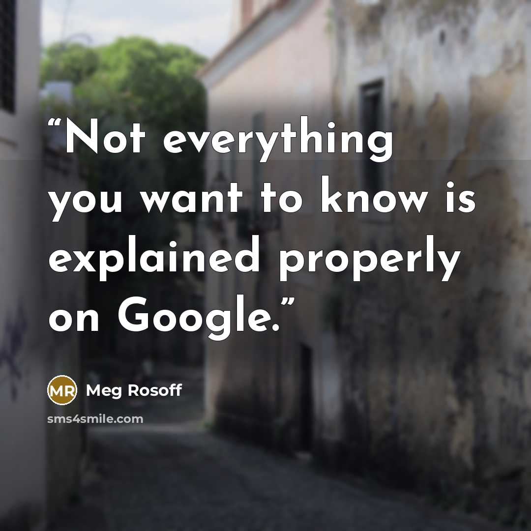 “Not everything you want to know is explained properly on Google.” quote by Meg Rosoff