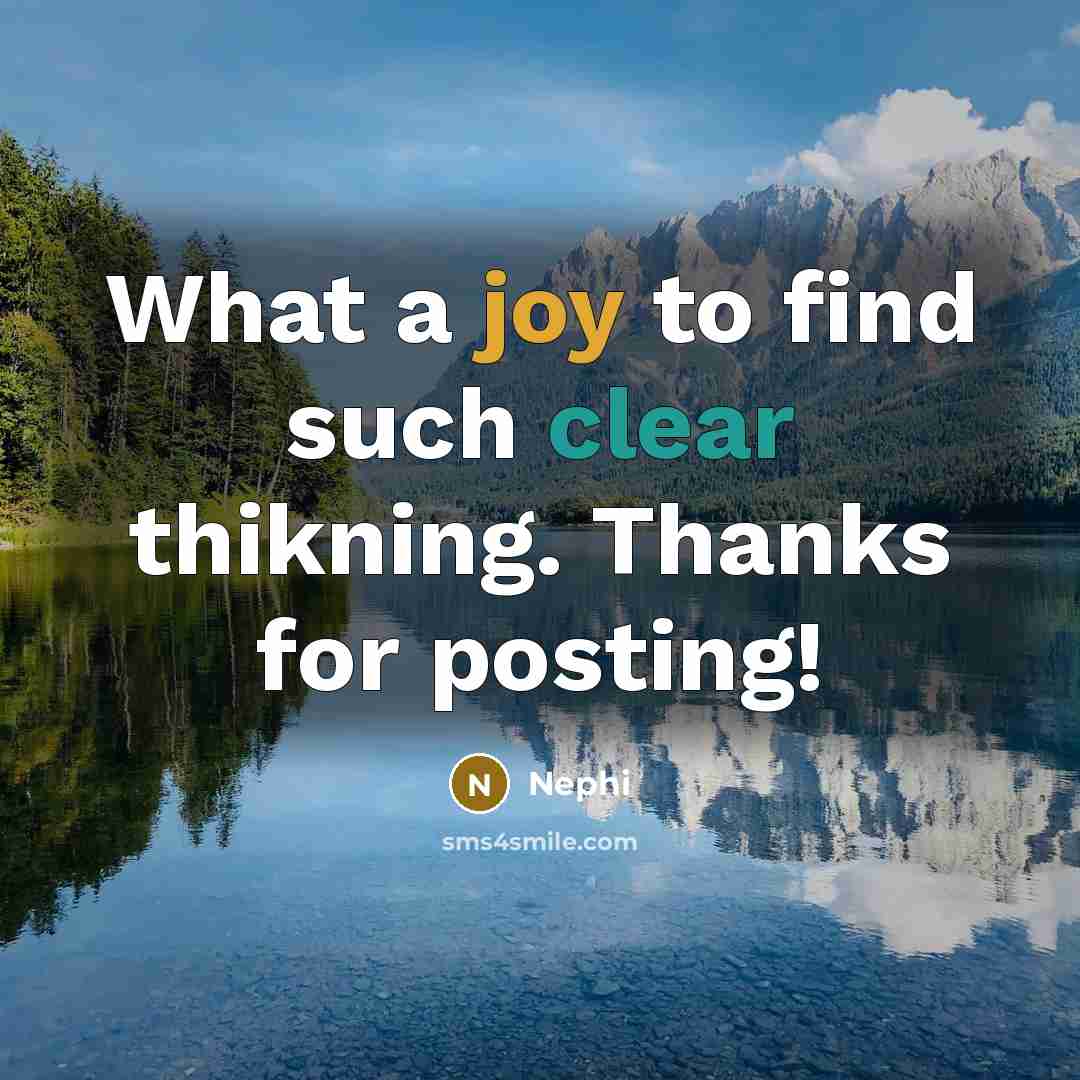 “What a joy to find such clear thikning. Thanks for posting!” quote by Nephi