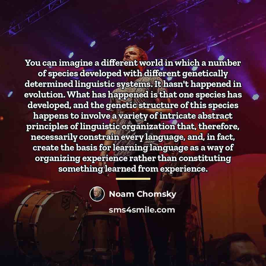 “You can imagine a different world in which a number…” quote by Noam Chomsky