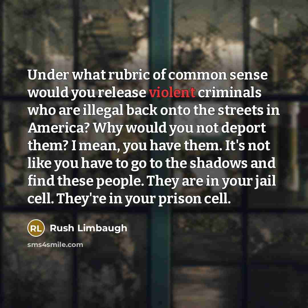 “Under what rubric of common sense would you release violent…” quote by Rush Limbaugh
