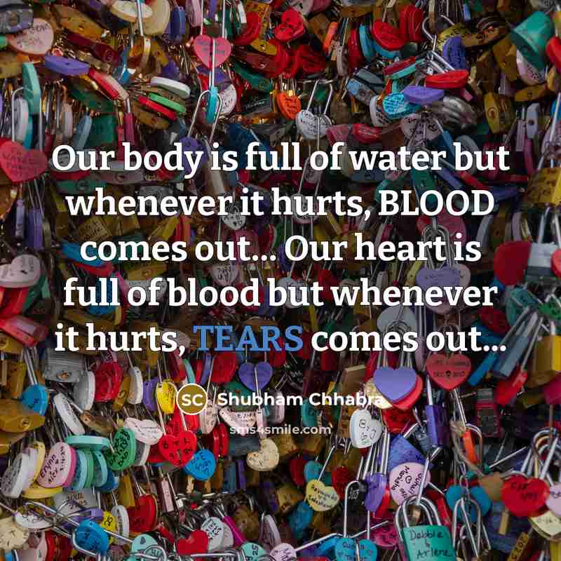 “Our body is full of water but whenever it hurts,…” quote by Shubham Chhabra