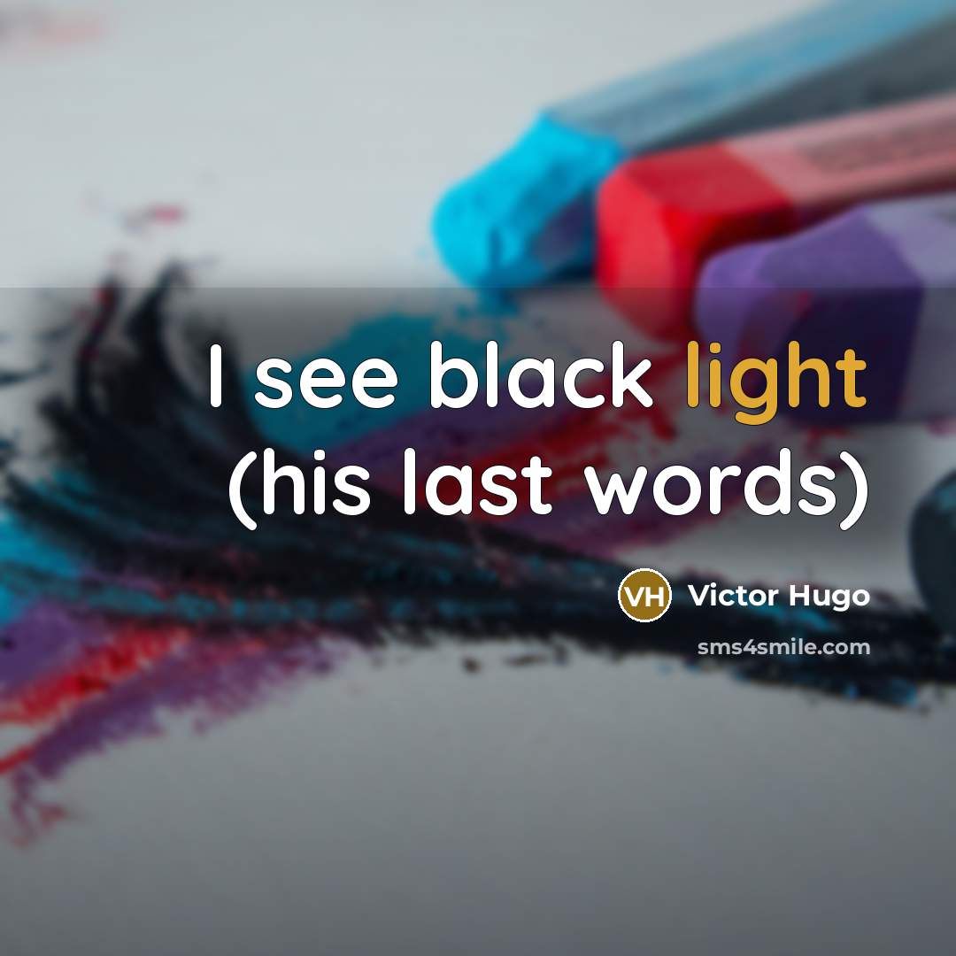 “I see black light (his last words)…” quote by Victor Hugo