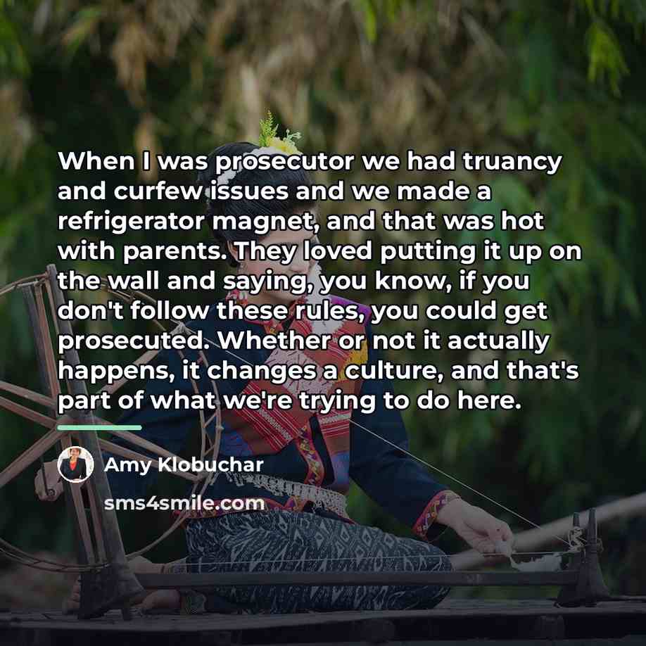 “When I was prosecutor we had truancy and curfew issues…” quote by Amy Klobuchar