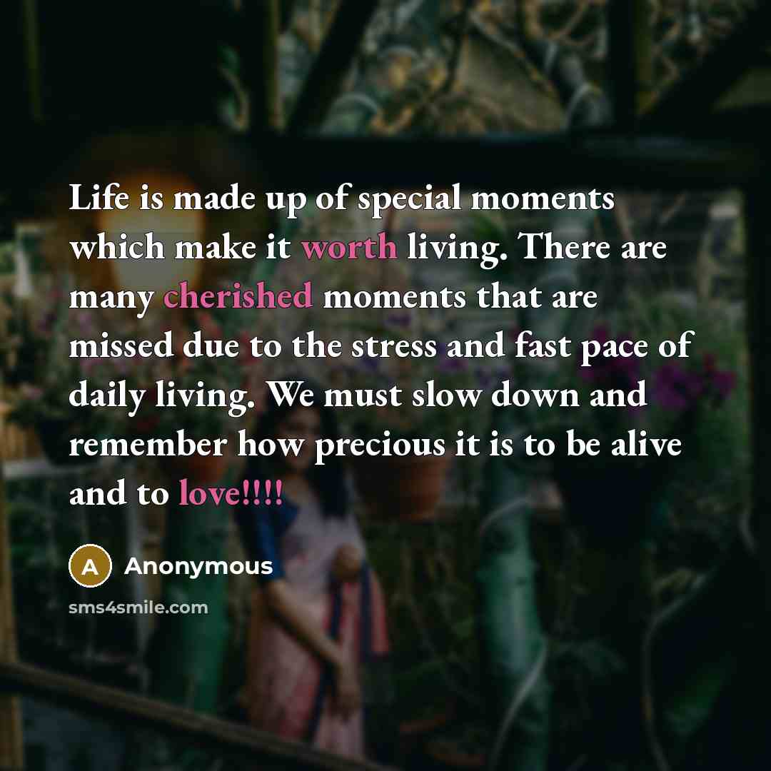 “Life is made up of special moments which make it…” quote by Anonymous