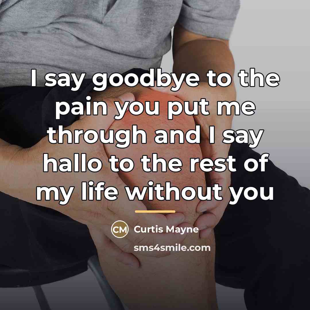 “I say goodbye to the pain you put me through…” quote by Curtis Mayne