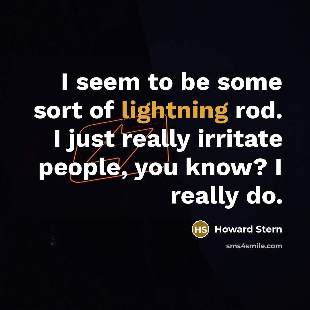 “I seem to be some sort of lightning rod. I just really irritate people, you know? I really do.” quote by Howard Stern