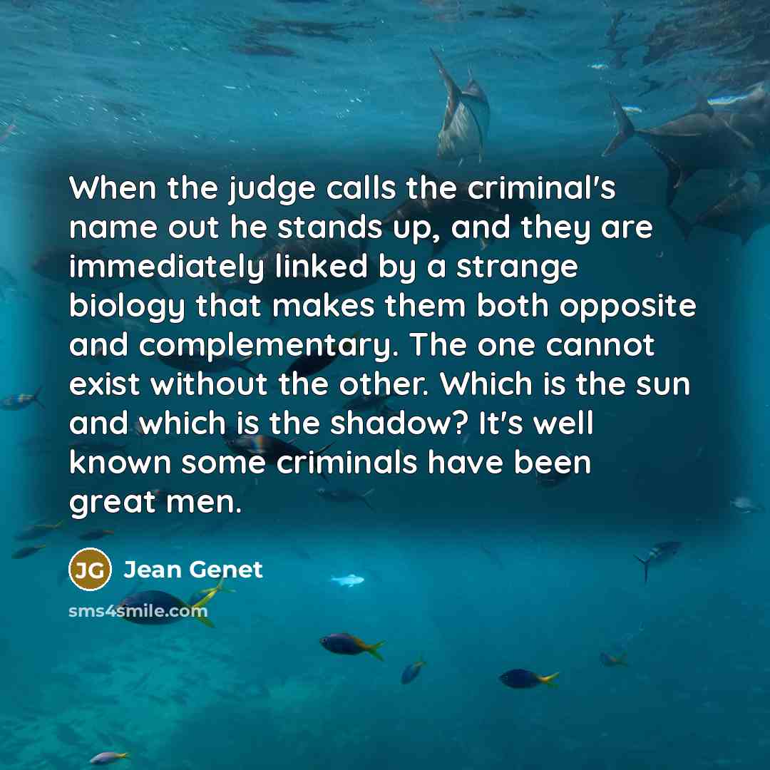 “When the judge calls the criminal's name out he stands…” quote by Jean Genet