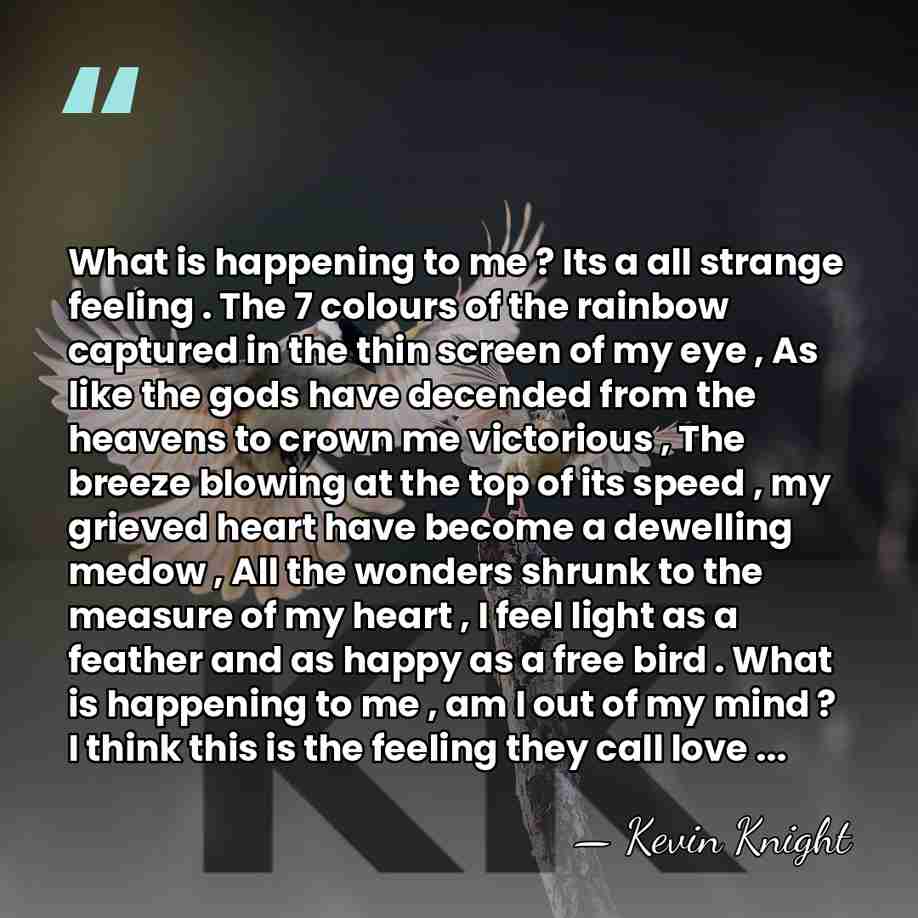 What is happening to me ? Its a all strange feeling .&hellip; - Kevin Knight