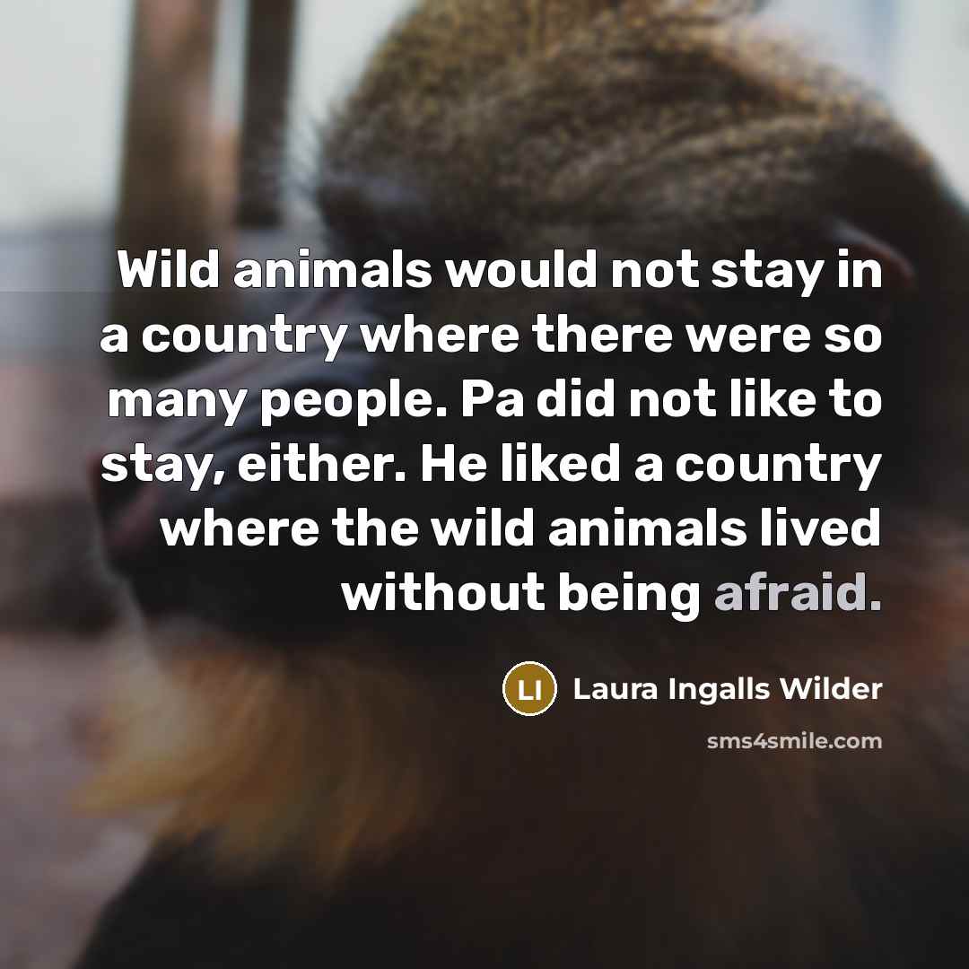 “Wild animals would not stay in a country where there…” quote by Laura Ingalls Wilder
