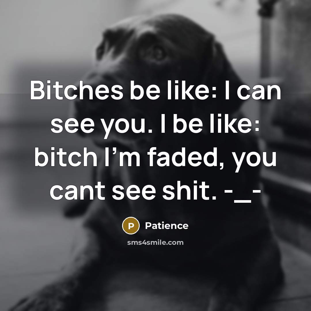 “Bitches be like: I can see you. I be like: bitch I'm faded, you cant see shit. -_-” quote by Patience