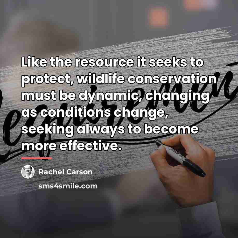 “Like the resource it seeks to protect, wildlife conservation must…” quote by Rachel Carson