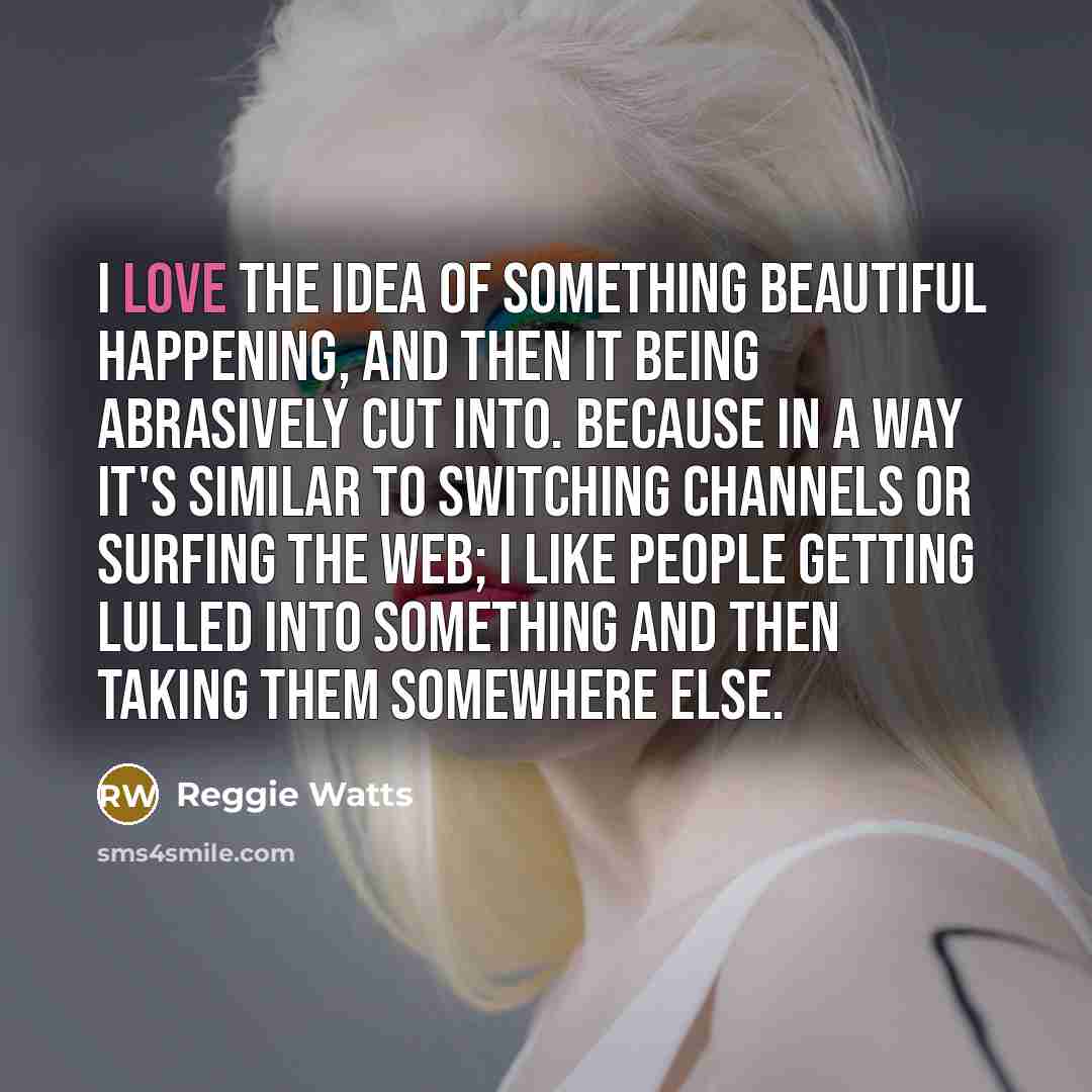 “I love the idea of something beautiful happening, and then…” quote by Reggie Watts