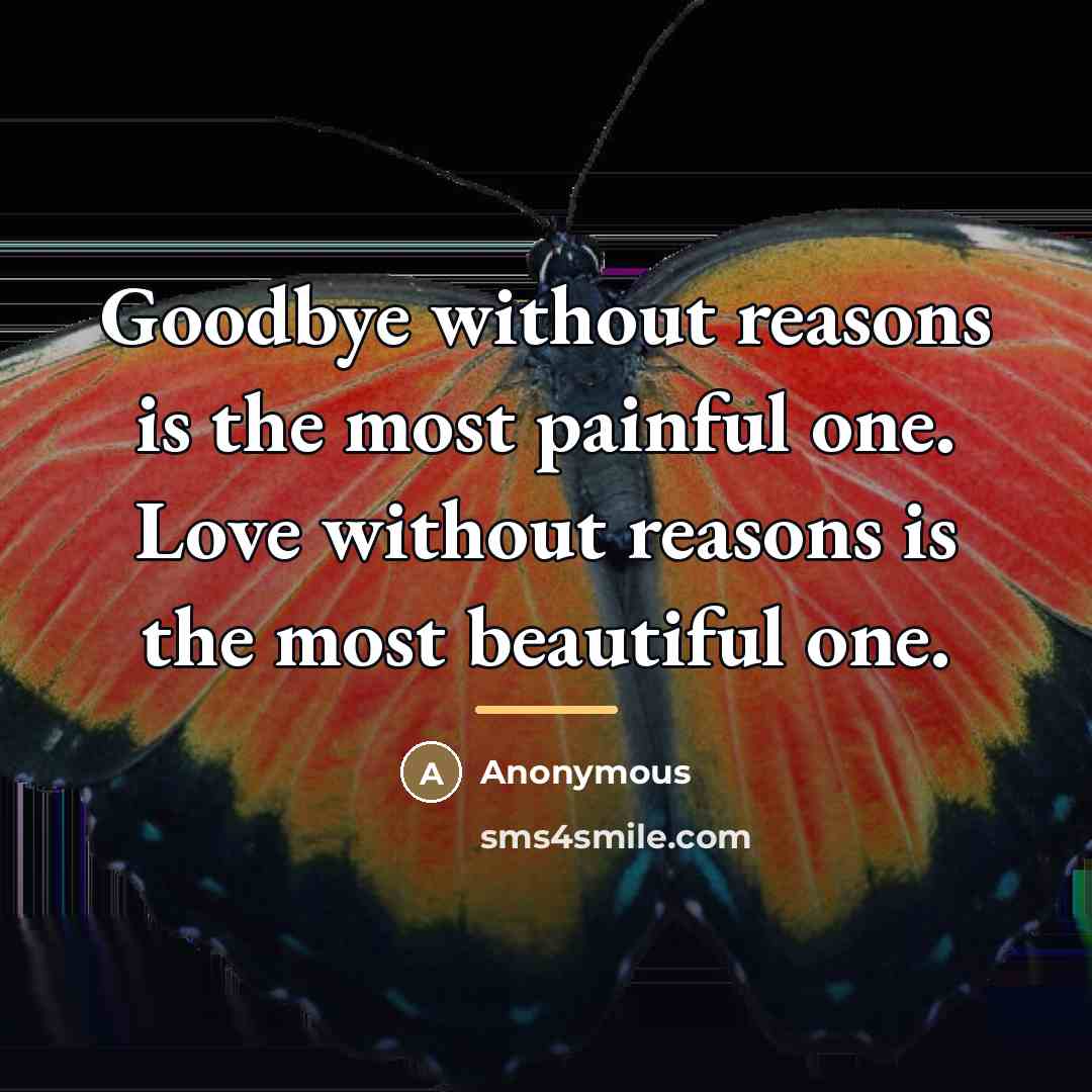 “Goodbye without reasons is the most painful one. Love without…” quote by Anonymous