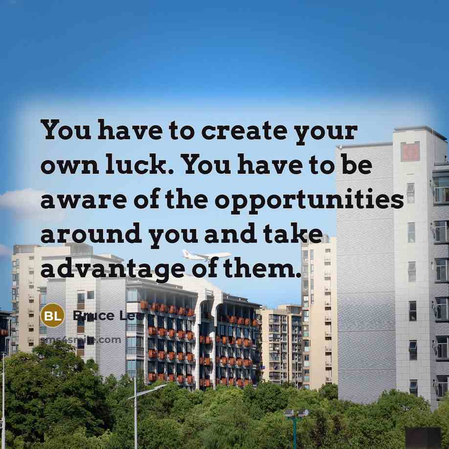 “You have to create your own luck. You have to…” quote by Bruce Lee