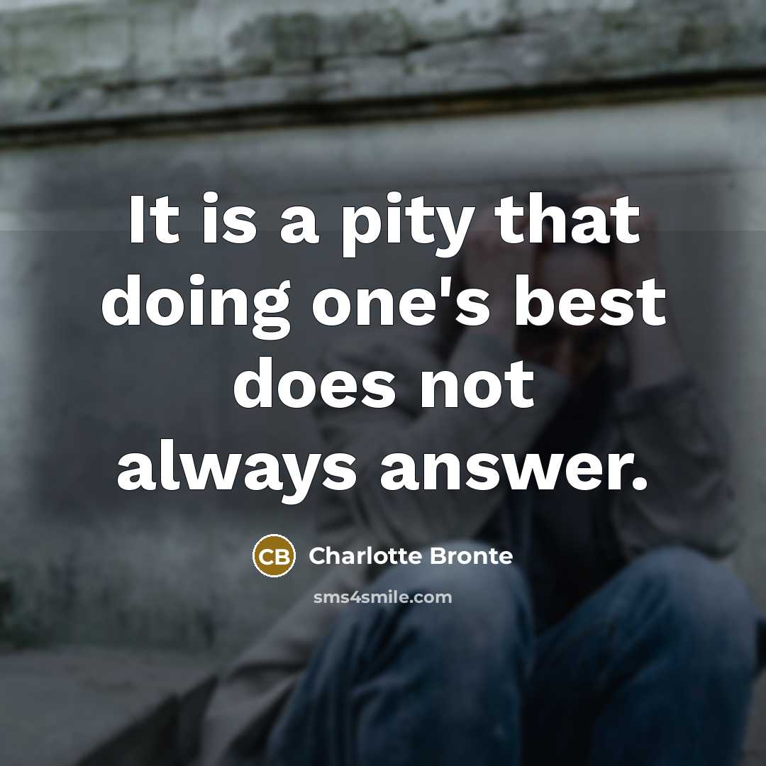 “It is a pity that doing one's best does not always answer.” quote by Charlotte Bronte