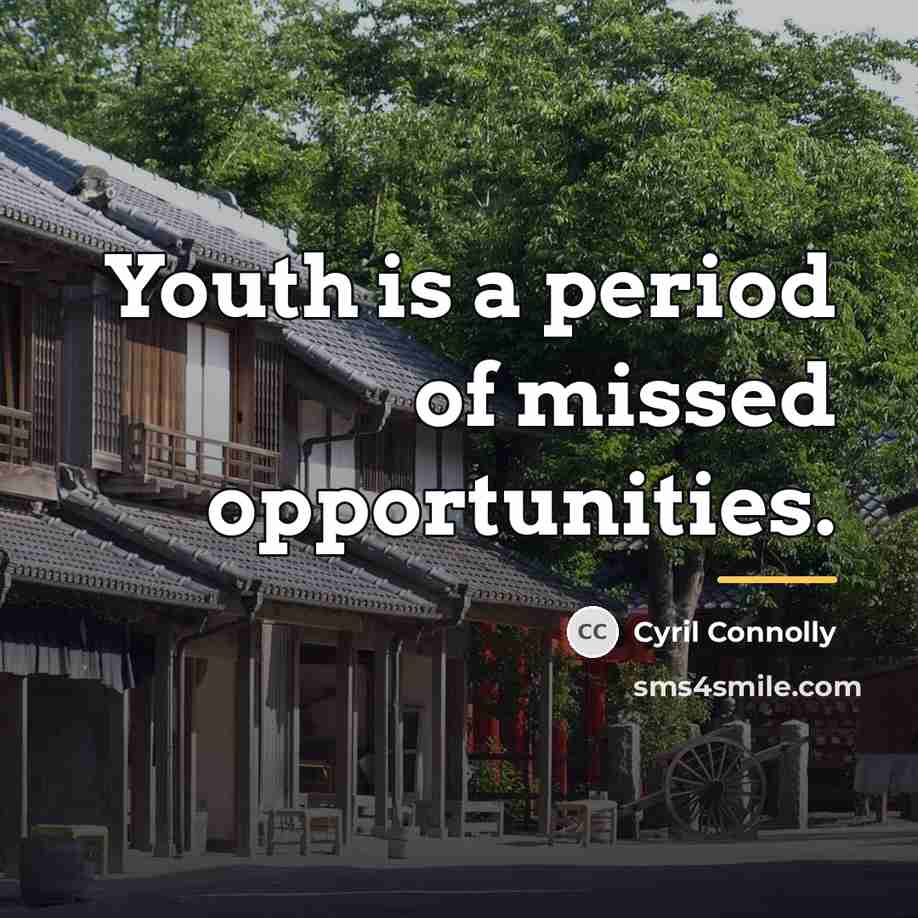 “Youth is a period of missed opportunities.…” quote by Cyril Connolly