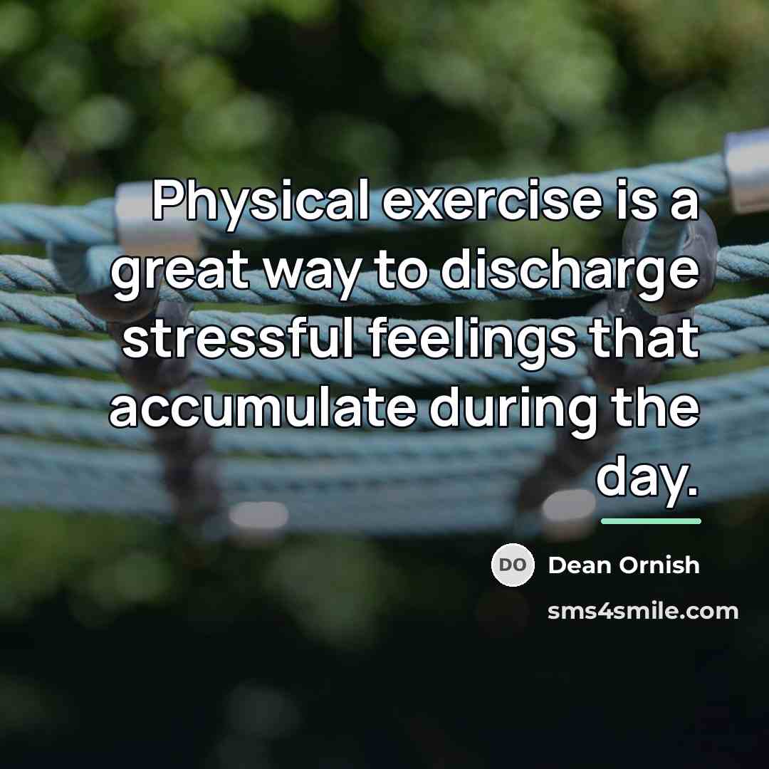 “Physical exercise is a great way to discharge stressful feelings…” quote by Dean Ornish
