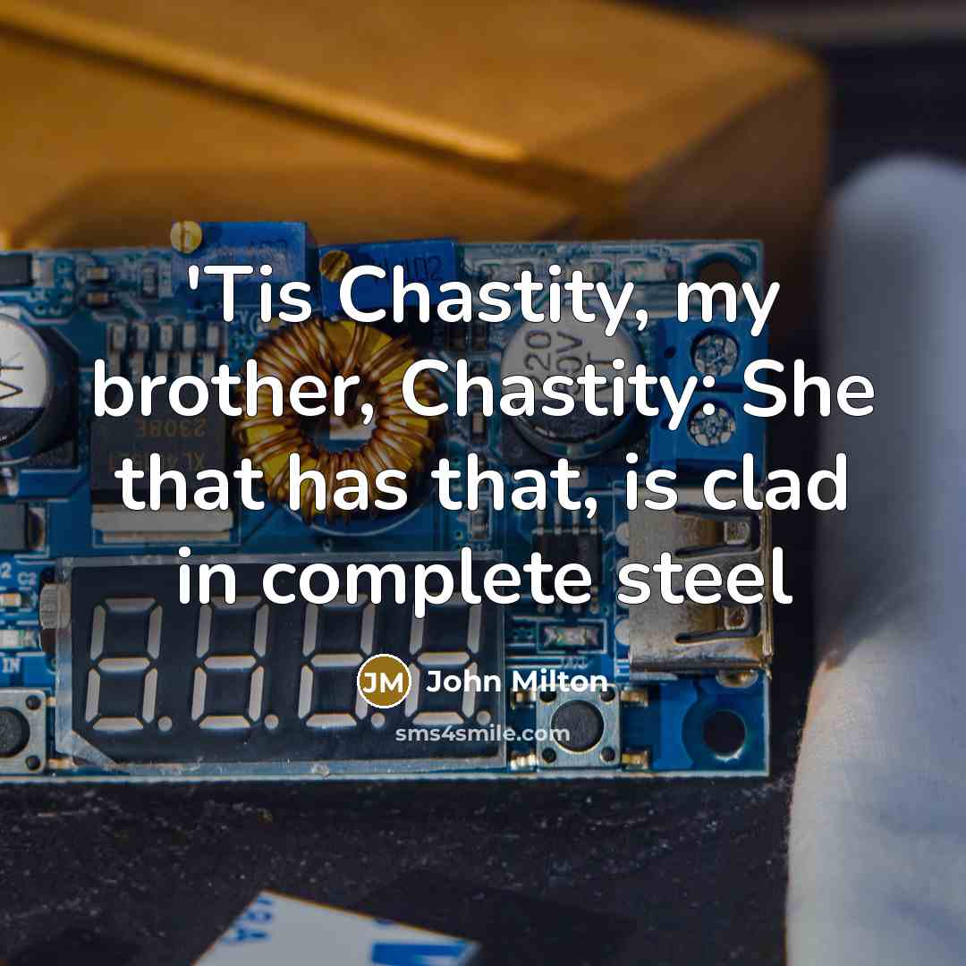 “'Tis Chastity, my brother, Chastity: She that has that, is…” quote by John Milton