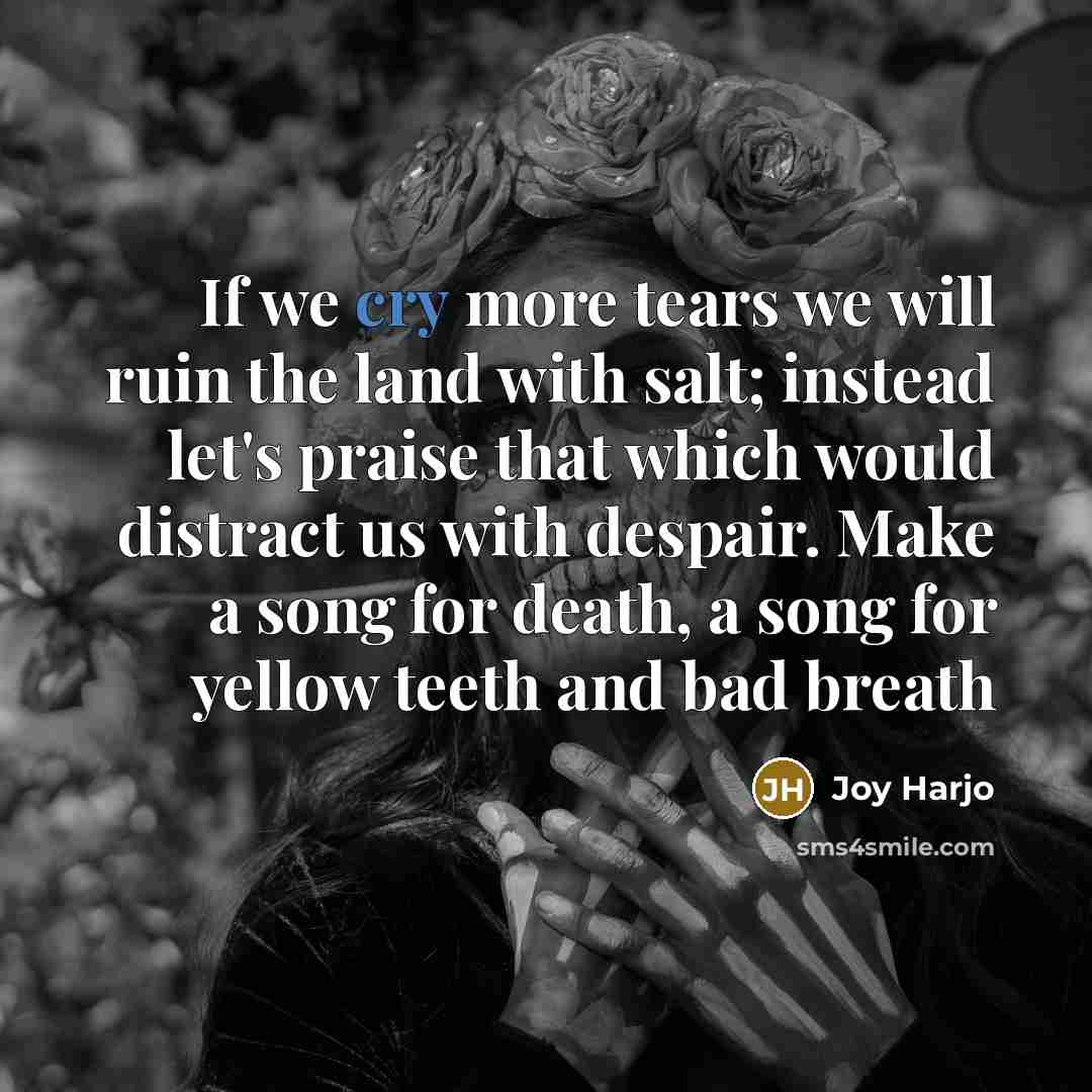 “If we cry more tears we will ruin the land…” quote by Joy Harjo