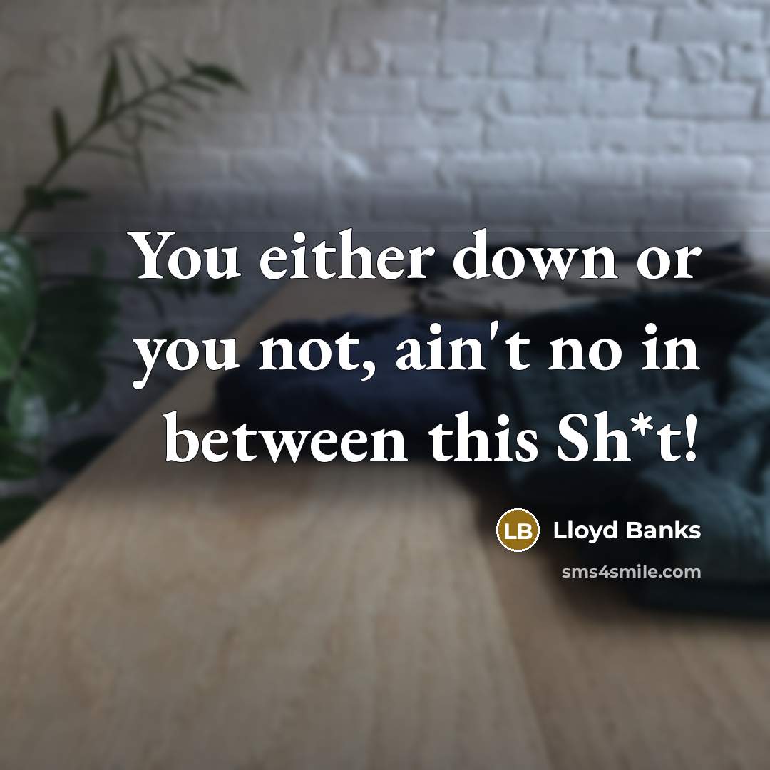 “You either down or you not, ain't no in between…” quote by Lloyd Banks