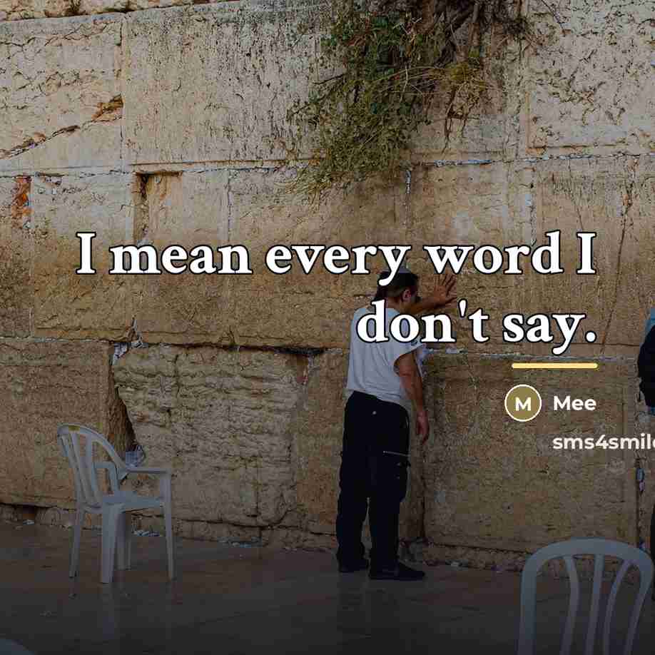 “I mean every word I don't say.…” quote by Mee