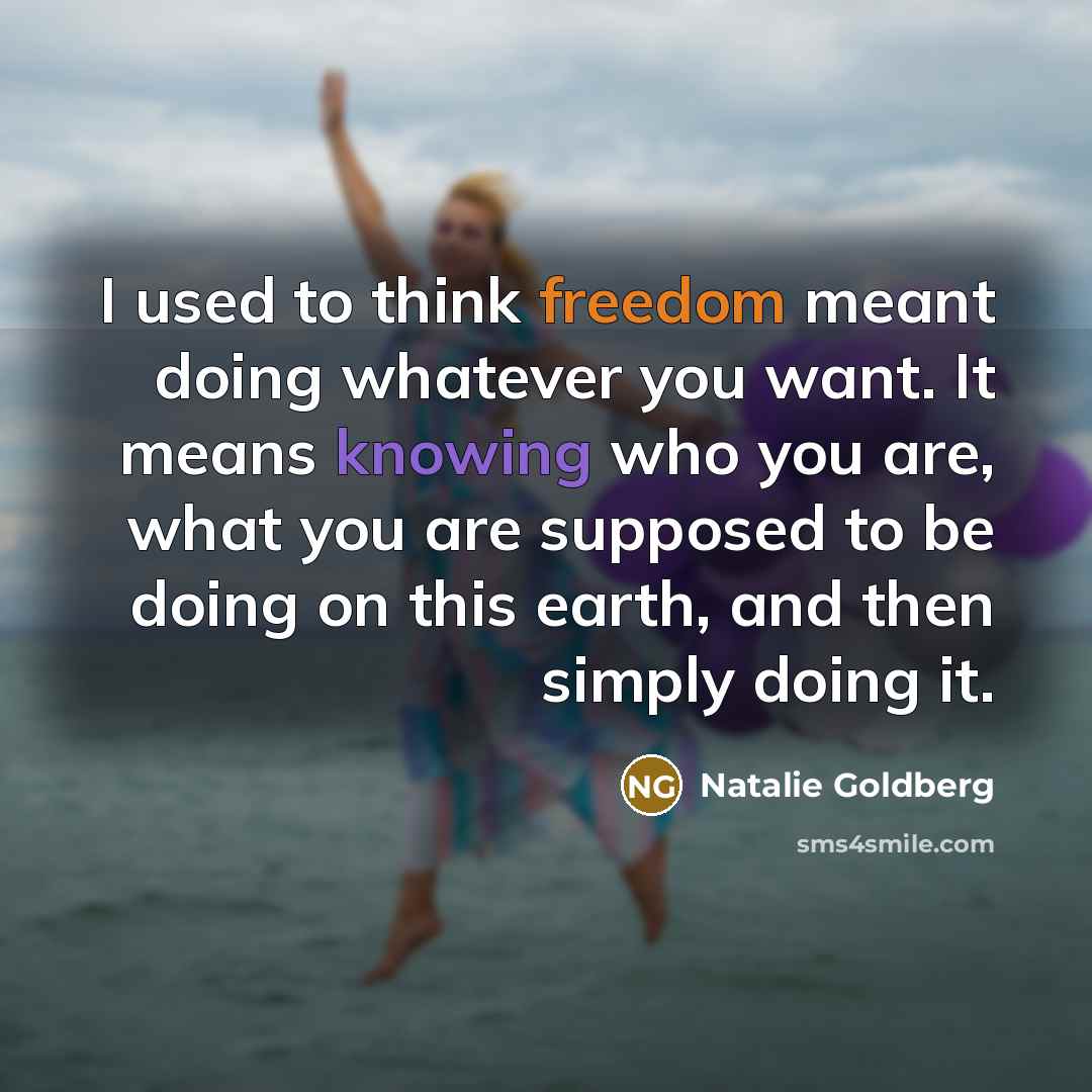 “I used to think freedom meant doing whatever you want.…” quote by Natalie Goldberg