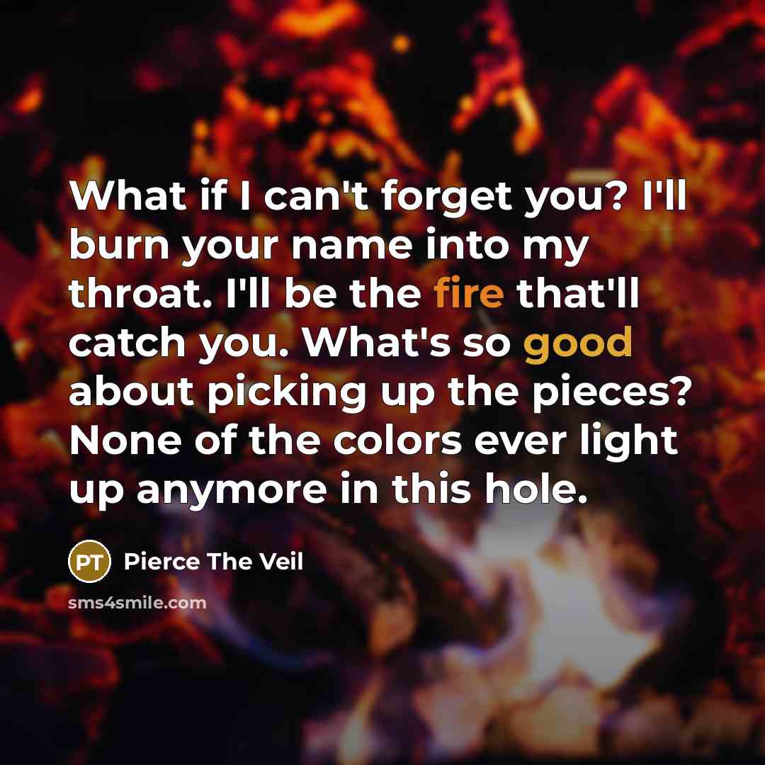 “What if I can't forget you? I'll burn your name…” quote by Pierce The Veil