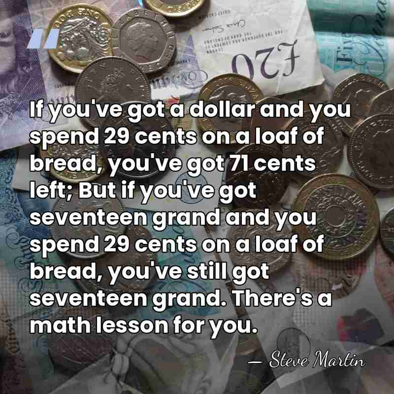If you've got a dollar and you spend 29 cents on a&hellip; - Steve Martin