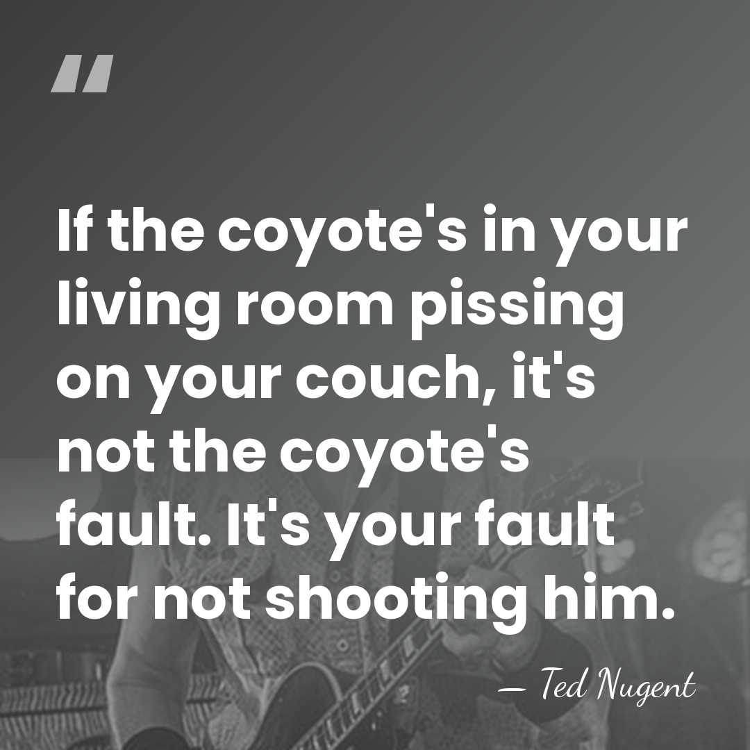 If the coyote's in your living room pissing on your couch, it's&hellip; - Ted Nugent