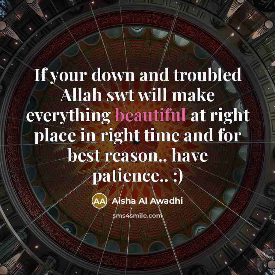 “If your down and troubled Allah swt will make everything…” quote by Aisha Al Awadhi
