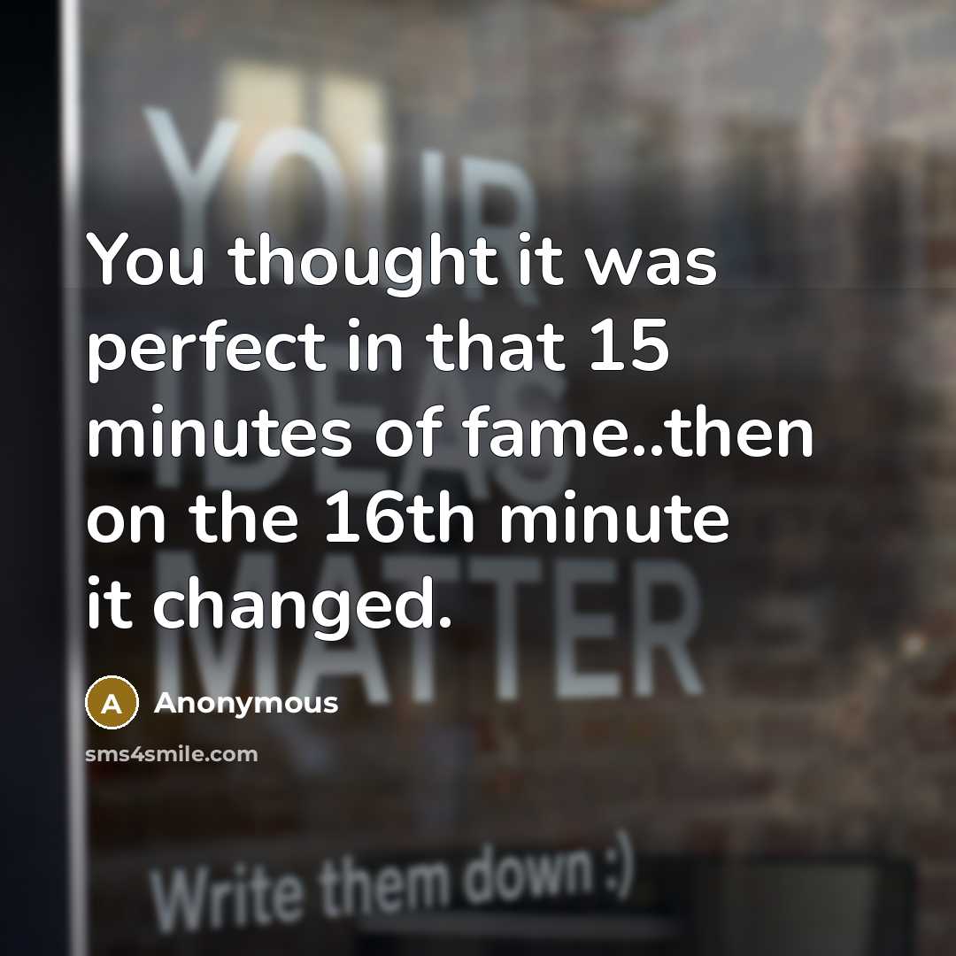 “You thought it was perfect in that 15 minutes of…” quote by Anonymous