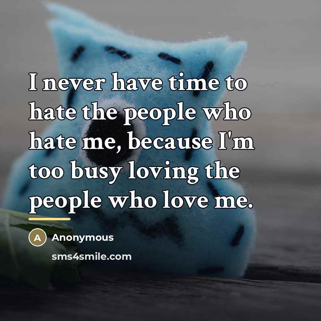 “I never have time to hate the people who hate…” quote by Anonymous