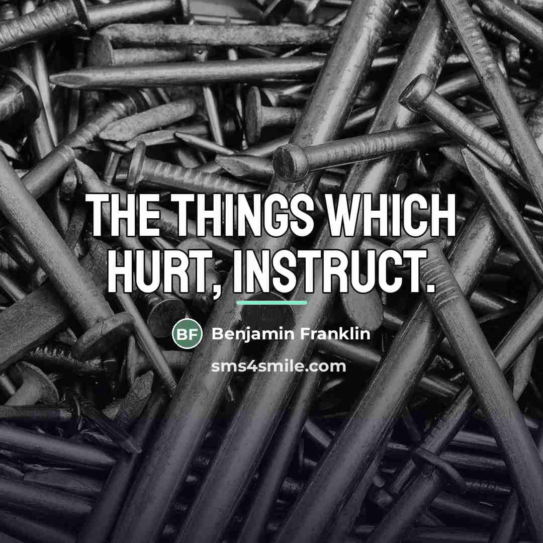 “The things which hurt, instruct.…” quote by Benjamin Franklin