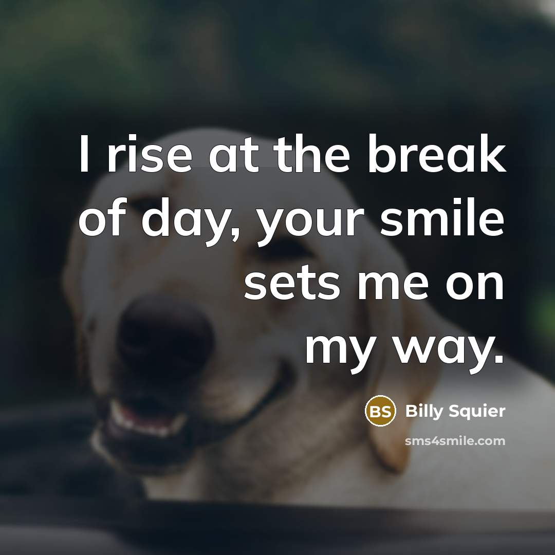 “I rise at the break of day, your smile sets…” quote by Billy Squier