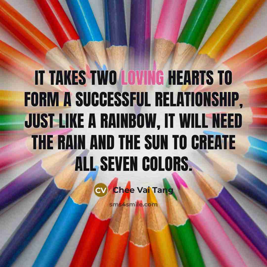 “It takes two loving hearts to form a successful relationship,…” quote by Chee Vai Tang