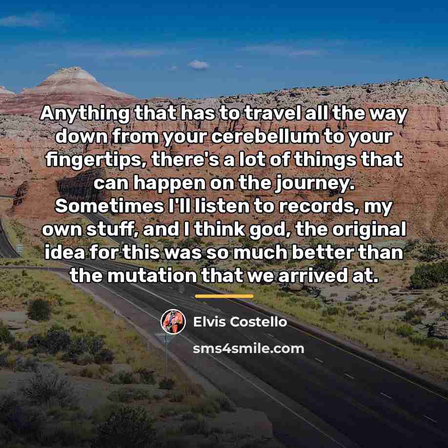 “Anything that has to travel all the way down from…” quote by Elvis Costello