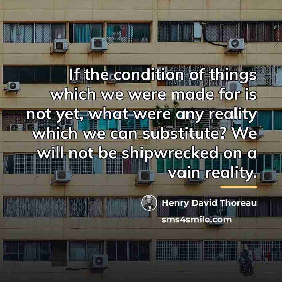“If the condition of things which we were made for…” quote by Henry David Thoreau