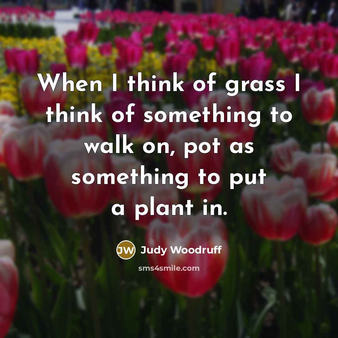 “When I think of grass I think of something to walk on, pot as something to put a plant in.” quote by Judy Woodruff