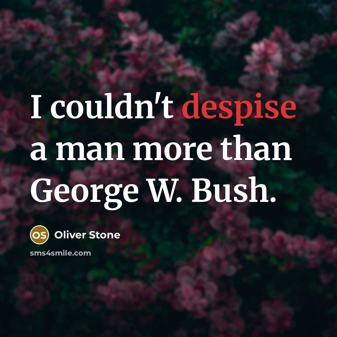 “I couldn't despise a man more than George W. Bush.” quote by Oliver Stone