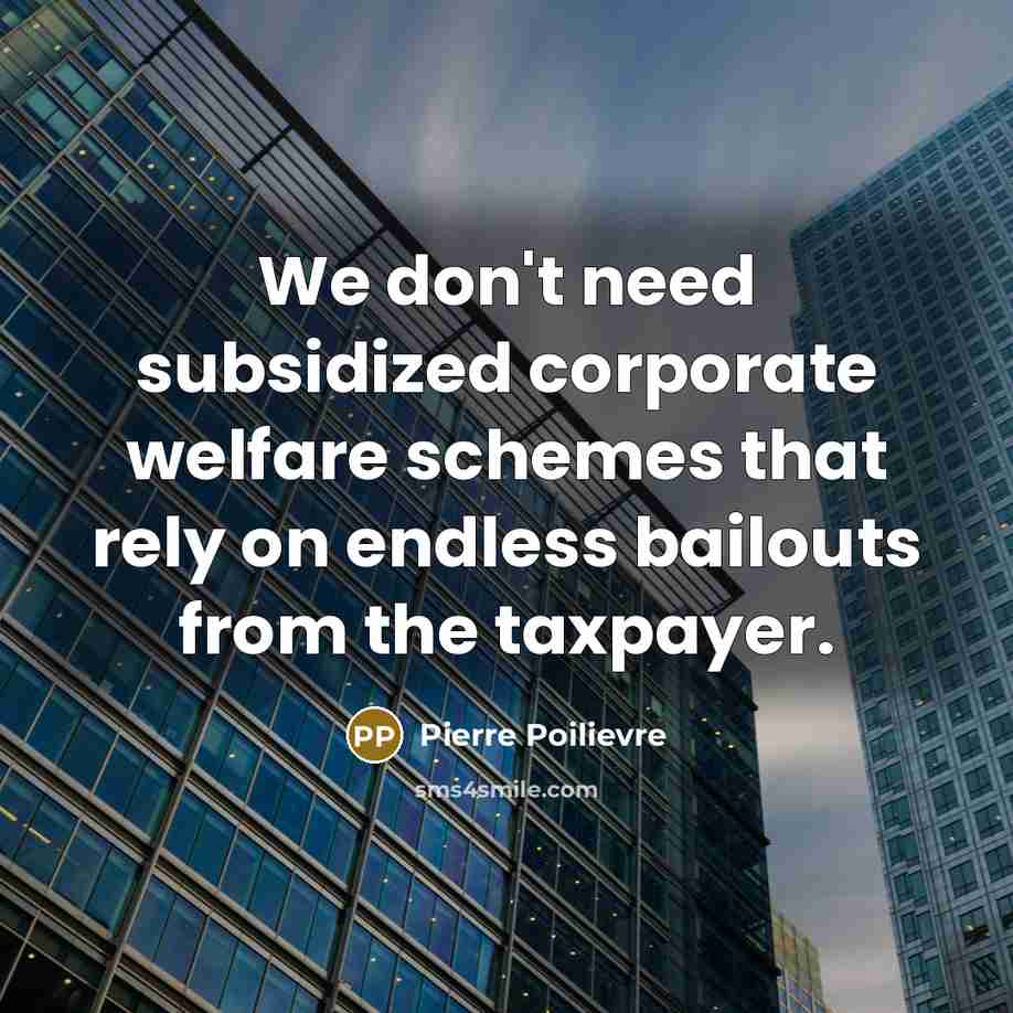 “We don't need subsidized corporate welfare schemes that rely on…” quote by Pierre Poilievre
