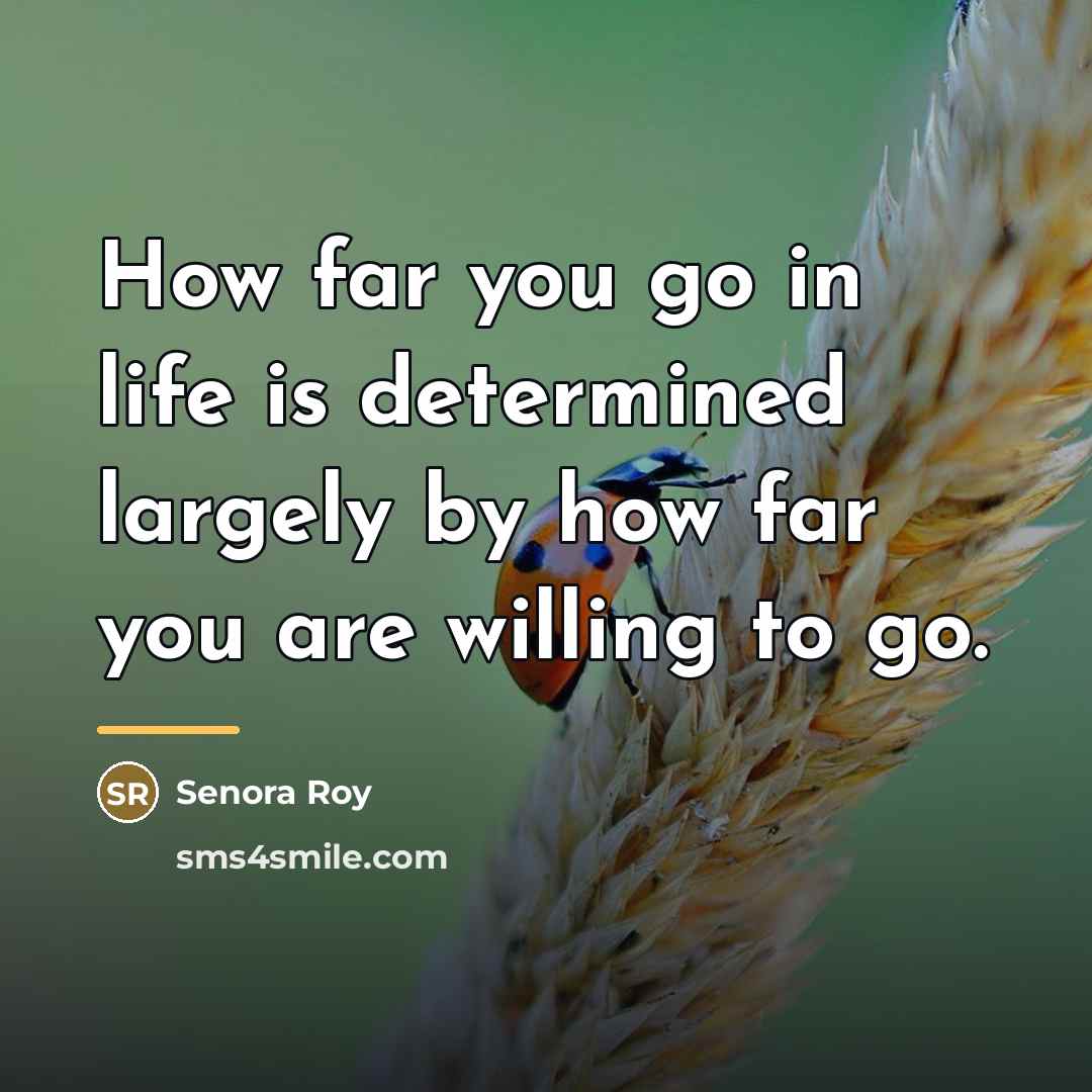 “How far you go in life is determined largely by…” quote by Senora Roy