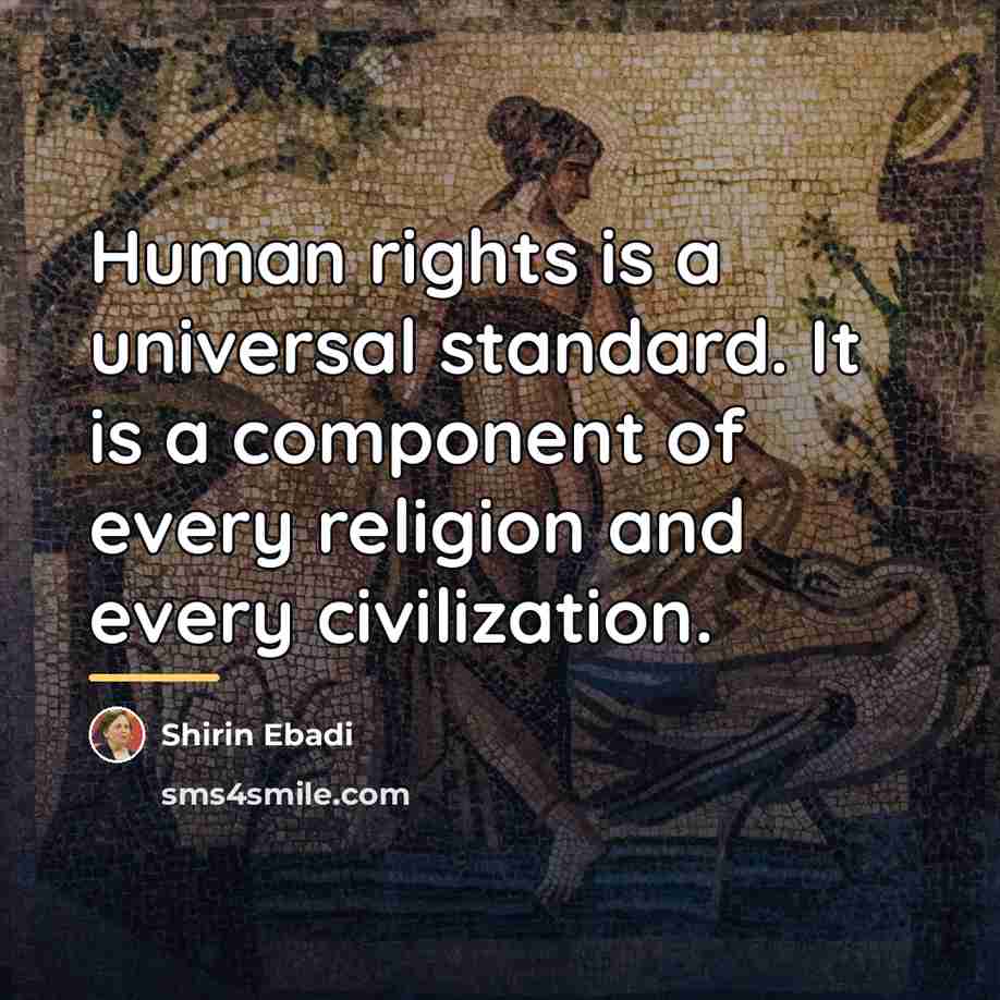 “Human rights is a universal standard. It is a component…” quote by Shirin Ebadi