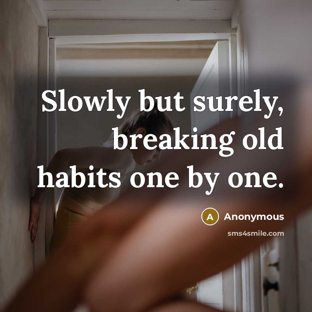 “Slowly but surely, breaking old habits one by one.…” quote by Anonymous