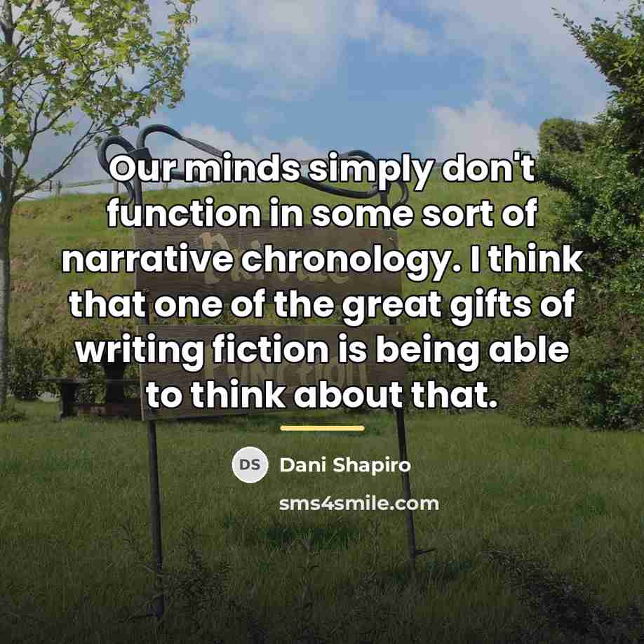 “Our minds simply don't function in some sort of narrative…” quote by Dani Shapiro