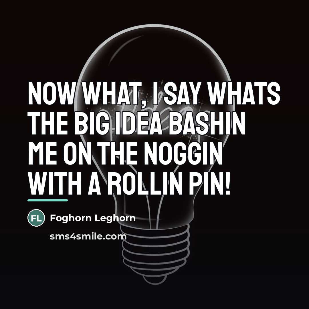 “Now what, I say whats the big idea bashin me…” quote by Foghorn Leghorn