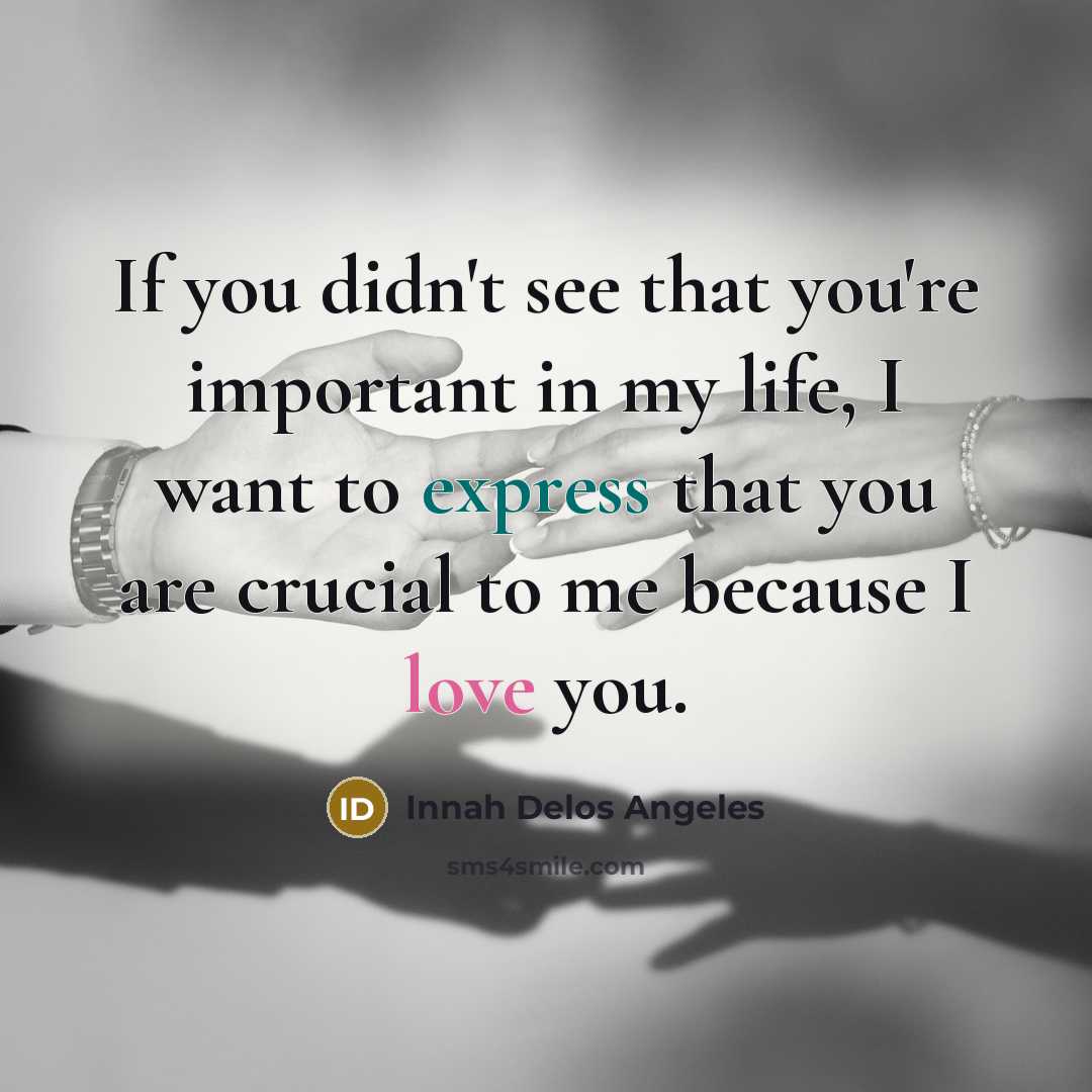 “If you didn't see that you're important in my life,…” quote by Innah Delos Angeles