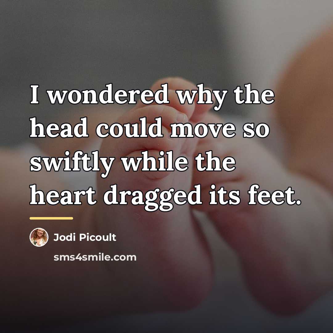“I wondered why the head could move so swiftly while…” quote by Jodi Picoult
