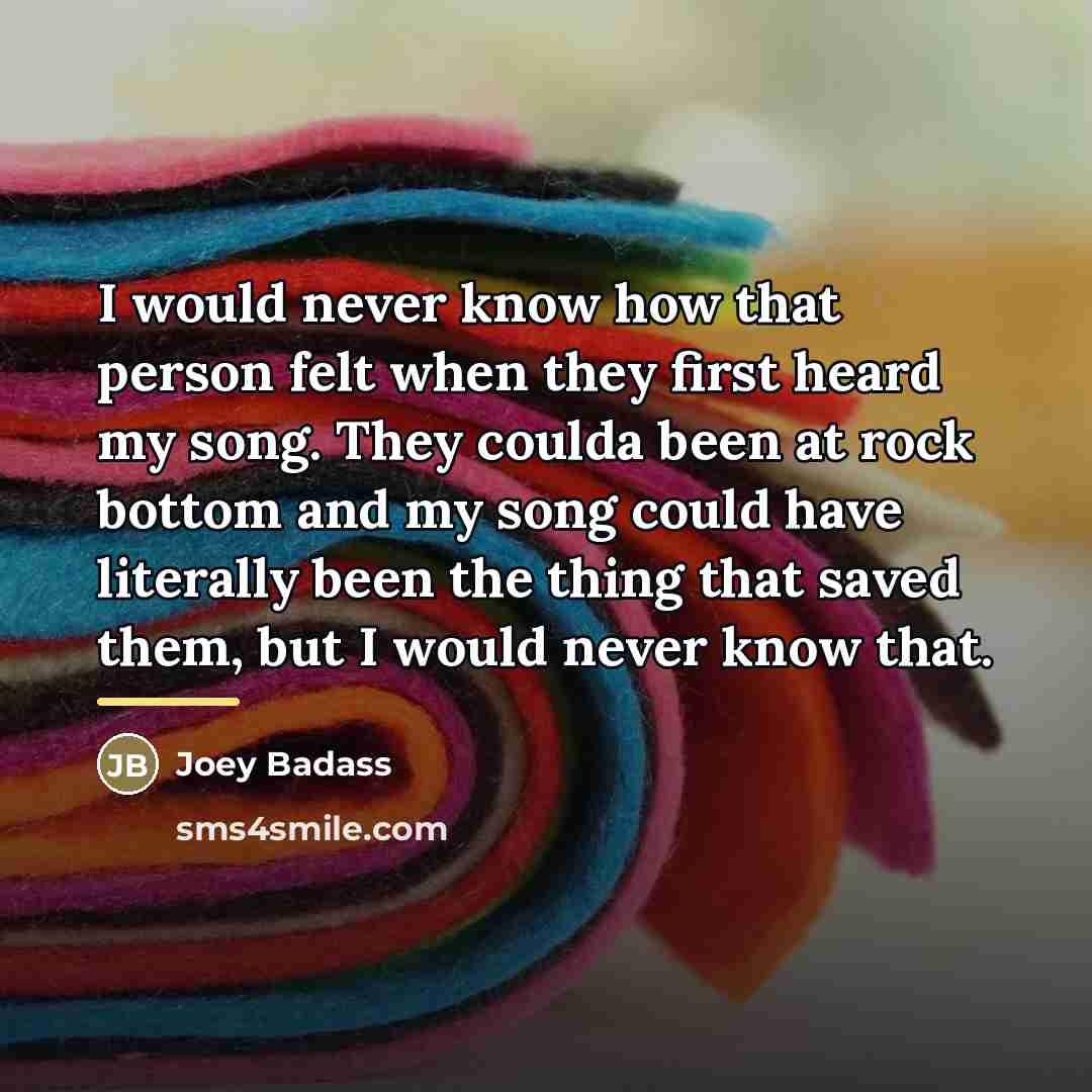 “I would never know how that person felt when they…” quote by Joey Badass